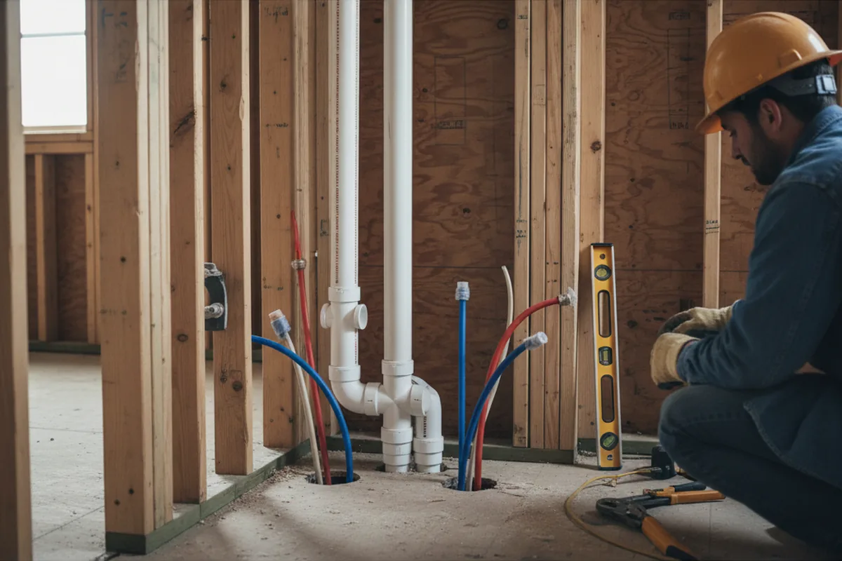 Drain and supply rough-in during Drain Cleaning in Castroville
